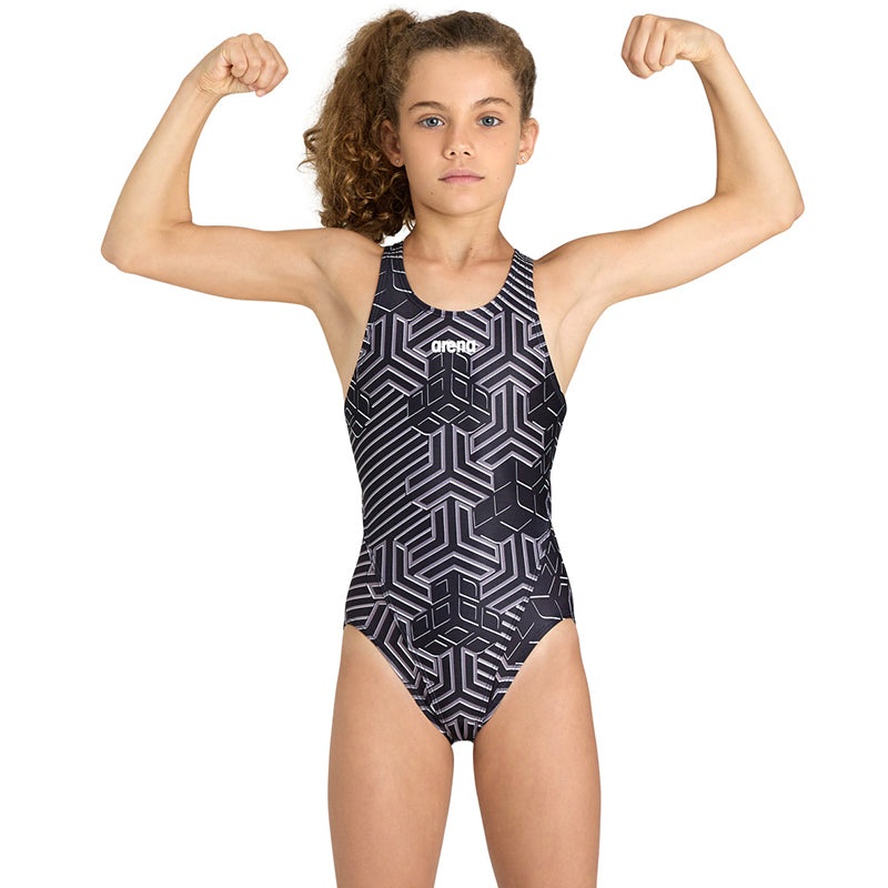 Arena - Kikko Pro Swim Tech Back Girls Swimsuit - Black/Multi