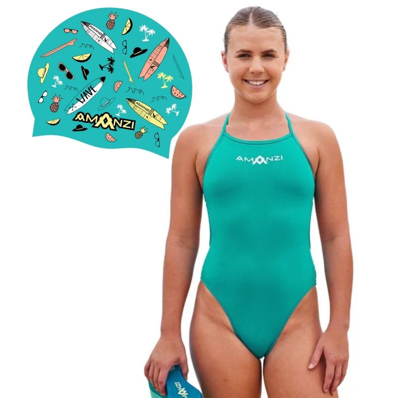 Amanzi - Capri Ladies Tie Back & Surfs Up Swim Hat