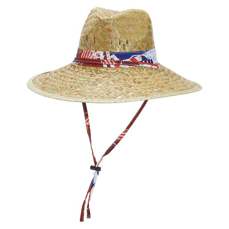 Peter Grimm Americana Straw Patriotic Lifeguard Straw 4.5" Brim Sun Hat