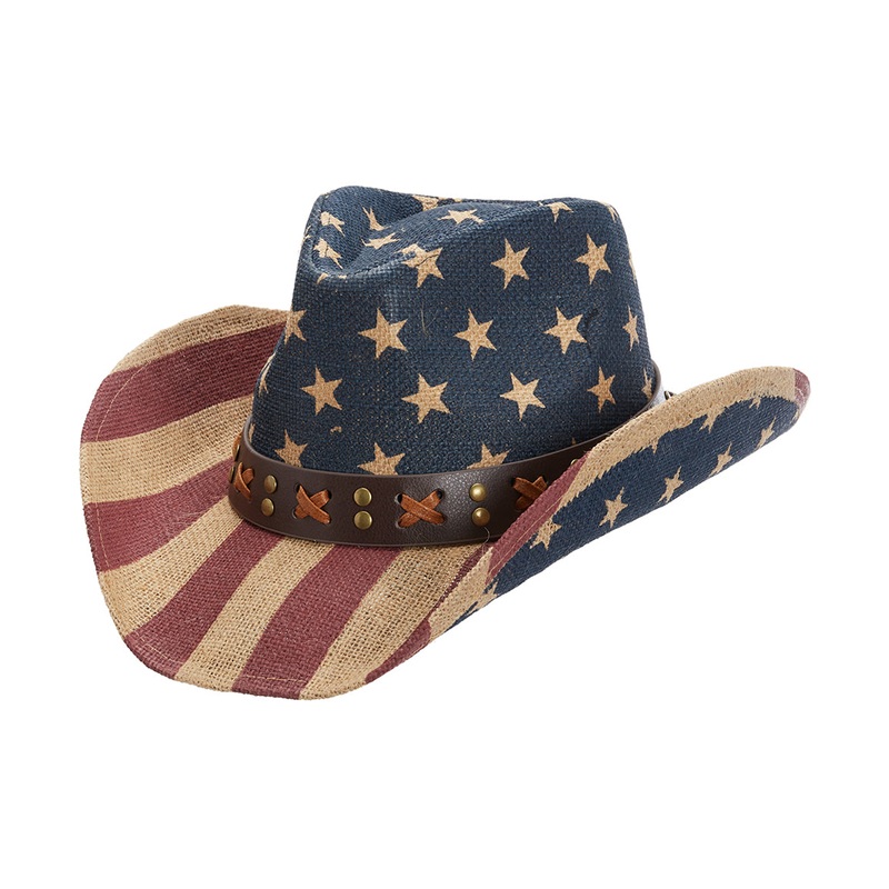 Peter Grimm Uncle Sam Patriotic Americana 3.5 " Brim Cowboy Hat