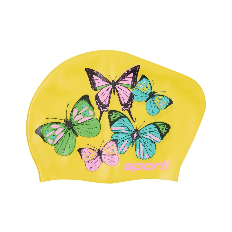 Sporti Flutter Garden Long Hair Bun Silicone Swim Cap