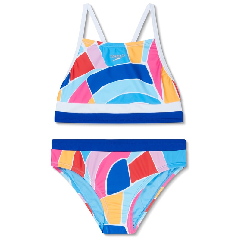 Speedo Girl's Printed Color Blocked Bikini Set (Little Kid, Big Kid)