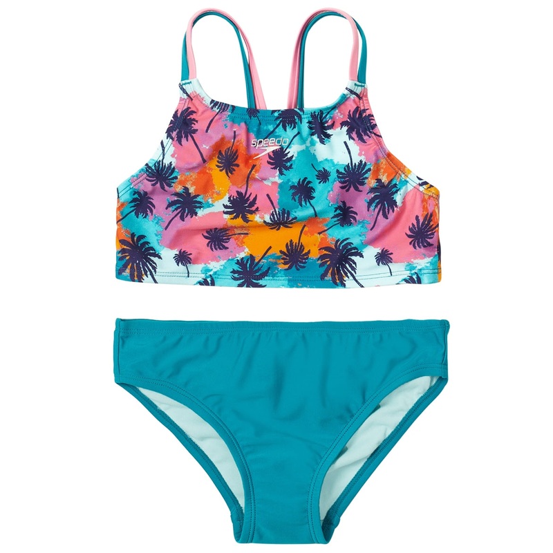 Speedo Girls' Printed Strappy Back Bikini Set (Big Kid)