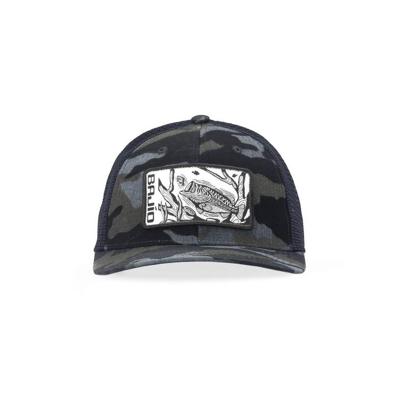 Bajio Large Mouth Patch Hat-Black Camo/Black