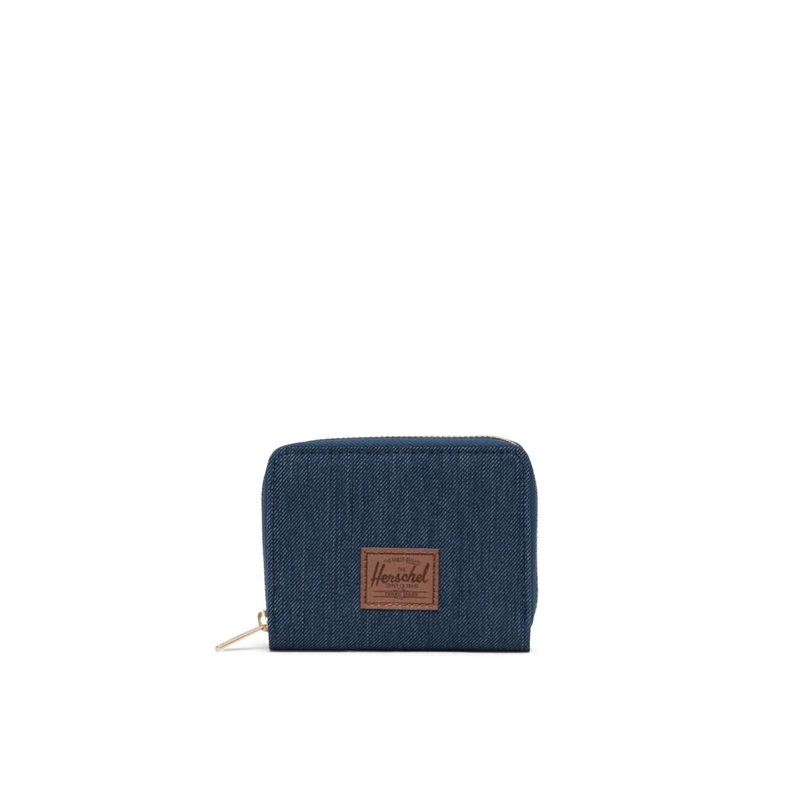 Herschel Tyler Wallet-Indigo Denim Crosshatch/Saddle Brown