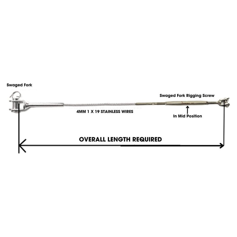 Yacht Guard Rail with Swaged Fork and Swaged Rigging Screw 4mm Stainless