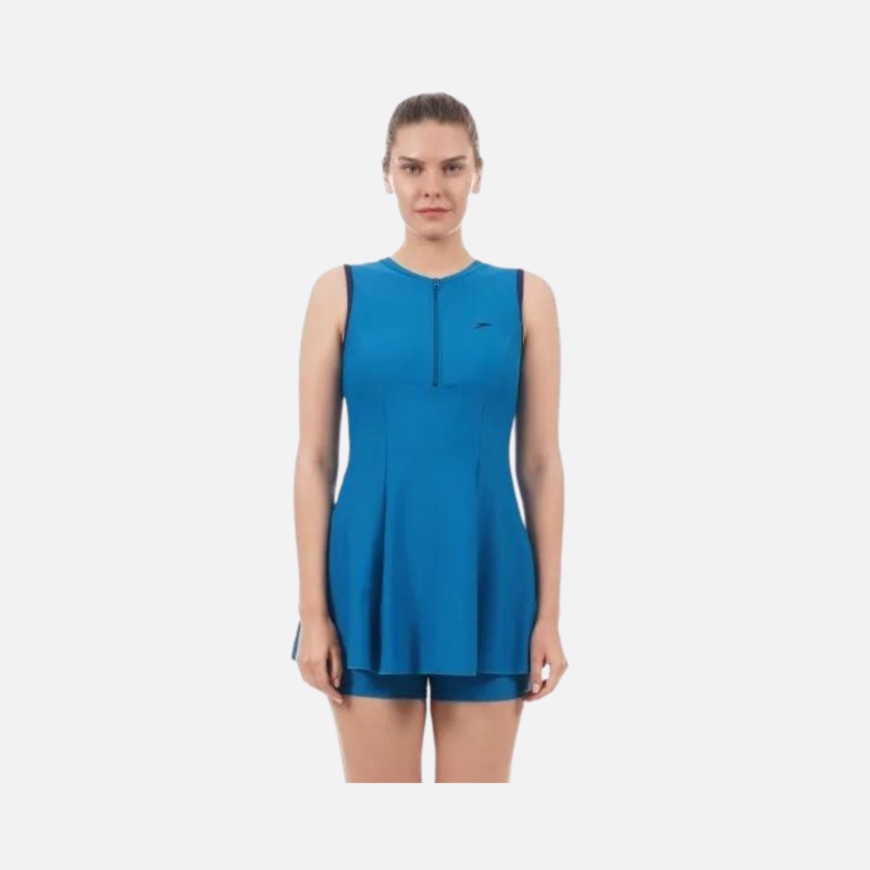 Speedo Adult Female Closedback Swim Dress Essential With Boyleg -Nordic Teal/Navy
