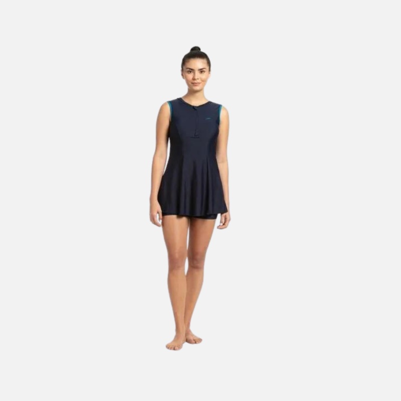 Speedo Adult Female Closedback Swim Dress Essential With Boyleg - True Navy/Nordic Teal