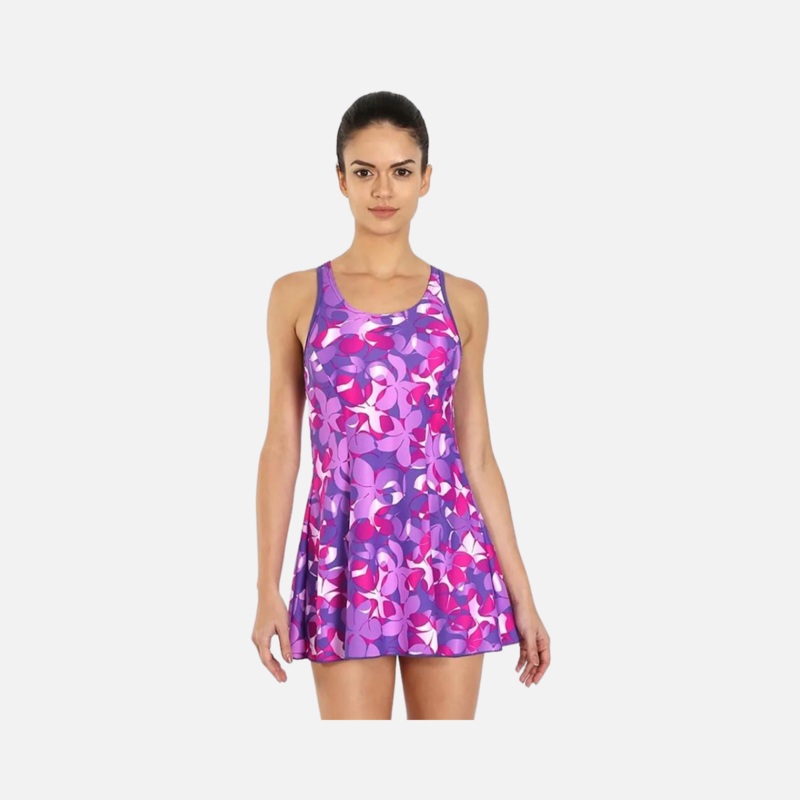 Speedo All Over Print Radial Radiance Women's Swimdress - Lava Red/Electric Pink/Tapestry