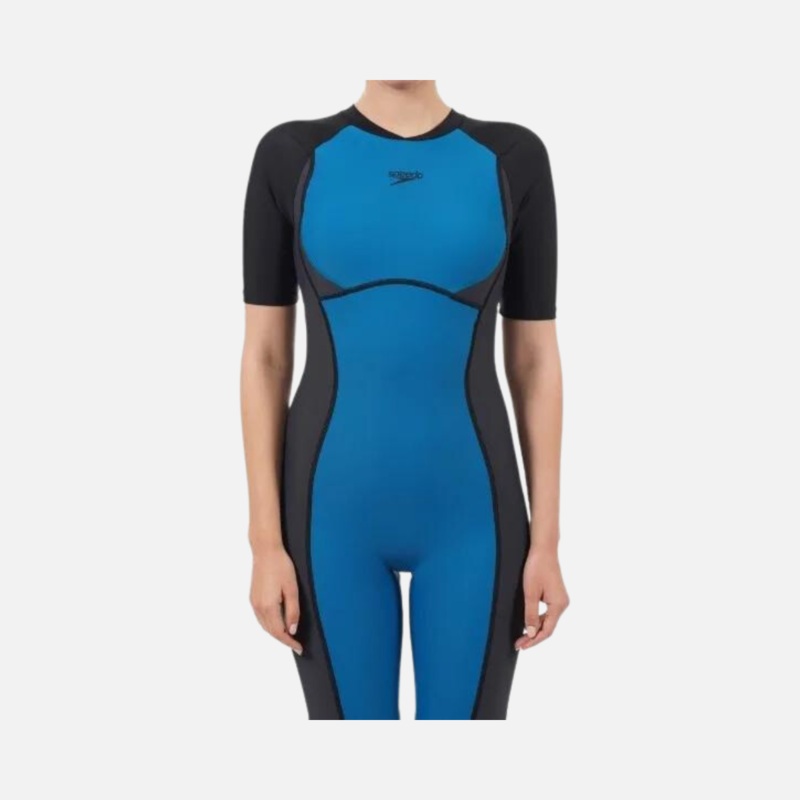 Speedo Essential Splice Kneesuit Women's Swimsuit -Nordic Teal/Oxid Grey/Black