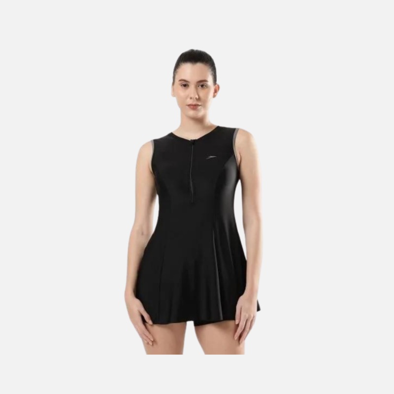 Speedo Closedback Women's Swimdress with Boyleg -Black