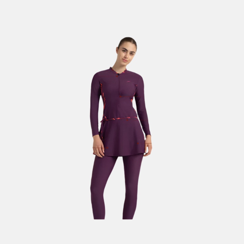 Speedo Enduraflex Two Piece Women's Closedback Full Body Suit -Plum Dandy/Cora sand