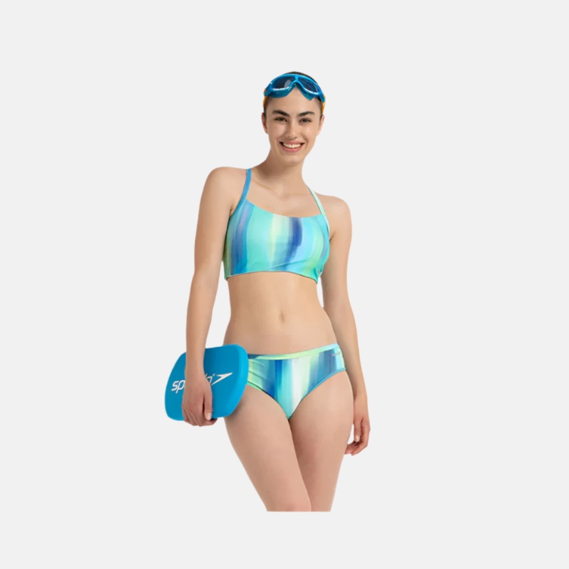 Speedo Endurance 10 Printed Racerback Women's Bikini Set -Navy/Croma Blue/Flash