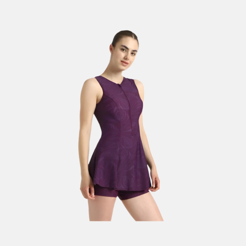 Speedo Endurance10 Closedback Women's Swim dress With Boyleg -Plum Dandy