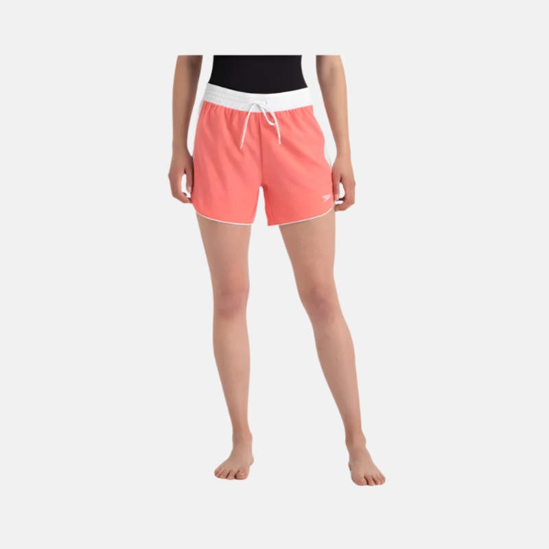 Speedo 4 Way Comfort Stretch Leisure Women's Watershorts With Side Pockets - Coral Sands/White