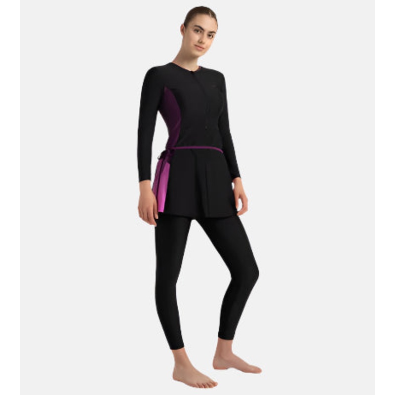 Speedo Endurance 10 Two Piece Closedback Women's Full Body Suit -Black/Plum Dandy/Neon Viole