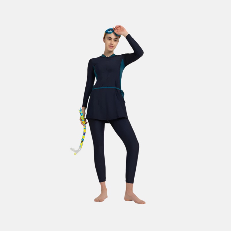 Speedo Endurance10 Two Piece Closedback Women's Full Body Suit - True Navy/Dark Teal/Arctic Glass